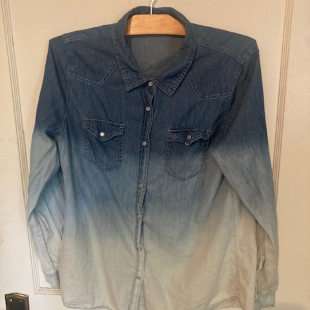 Washed Blue Long Sleeve Button Up